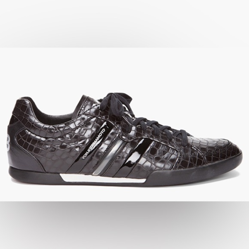 Y-3 X Adidas Men’s Black Croc Embossed Sala Low-Top Sneakers Size 11.5 D UK